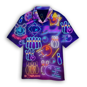 Bowling Club Neon Hawaiian Shirt For…