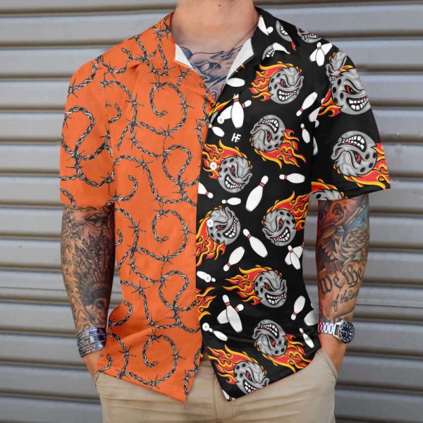 Bowling Fire Pattern Hawaiian Shirt, Flame Striking Bowling Shirt, Best Gift For Bowling Players, Friend, Family