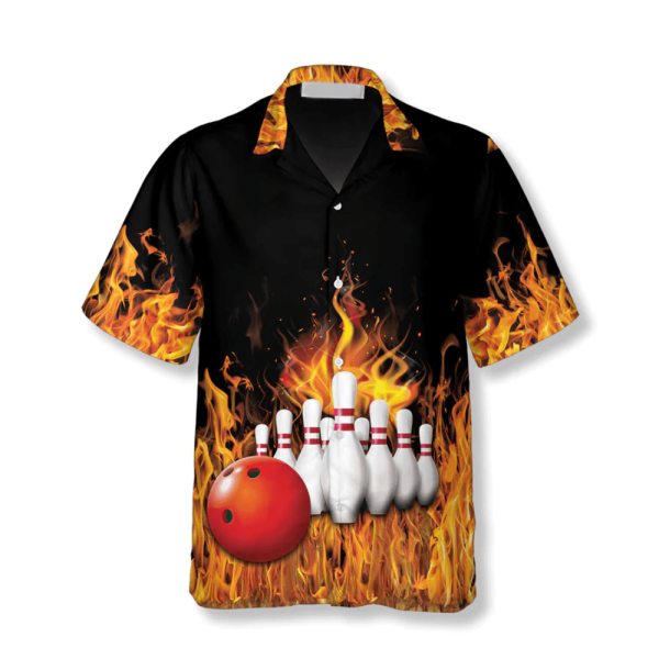 Bowling Flame Ball And Pins Bowling Hawaiian Shirt