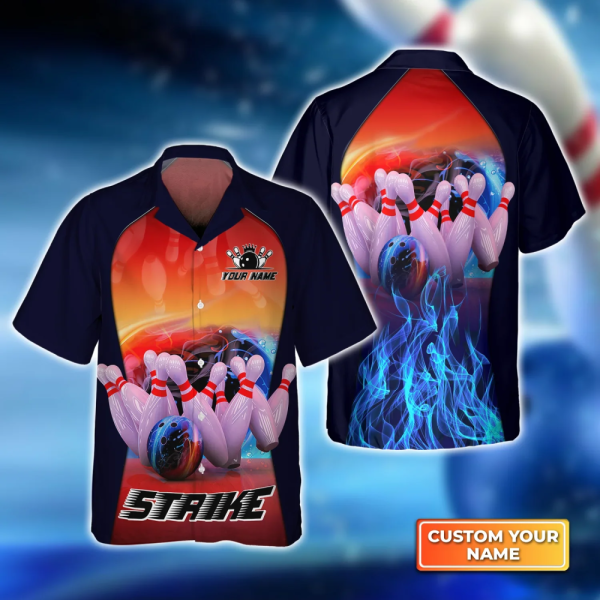 Bowling Game Strike Rot 3D Hawaiian Shirt – Men Women Team