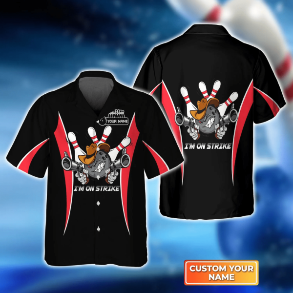 Bowling I’m On Strike Black hawaiian shirt, Bowling Hawaiian Shirt For Unisex Gift Bowling Team shirt