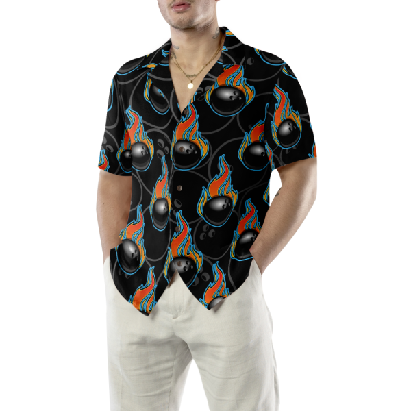 Bowling In Fire Seamless Pattern Hawaiian Shirt, Best Gift For Bowling Players, Friend, Family