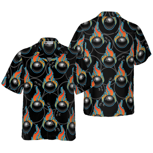 Bowling In Fire Seamless Pattern Hawaiian Shirt, Best Gift For Bowling Players, Friend, Family