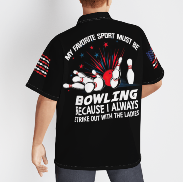 Bowling My Favorite Sport Black Aloha Hawaiian Shirts For Men Women WT1816