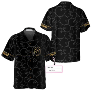 Bowling Pattern And Golden Custom Name Hawaiian Shirt Unisex Men HN3371