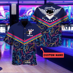 Bowling Pattern Custom Name Hawaiian Shirt…