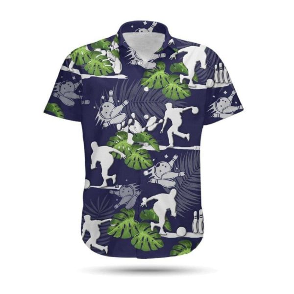 Bowling Player Tropical Floral Custom Name Hawaiian Shirt For Unisex Gift
