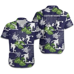 Bowling Player Tropical Floral Custom Name…
