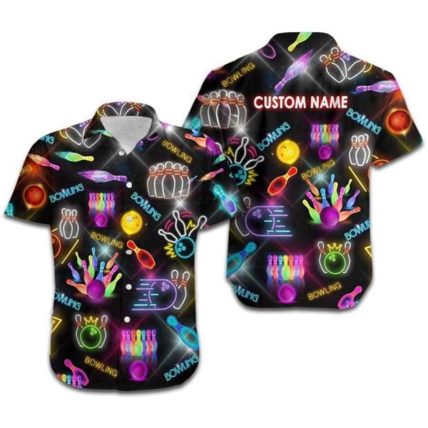 Bowling Symbol Neon Custom Name Hawaiian Shirt For Men & Women HN3571