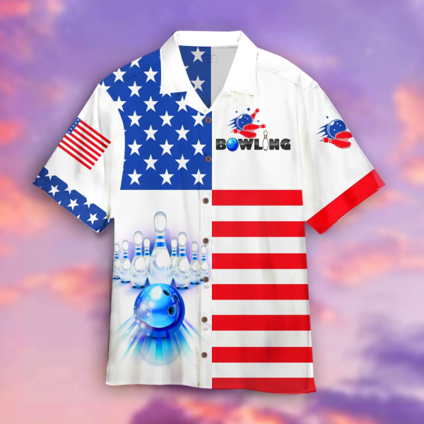 Bowling Team American Flag Hawaiian Shirt For Unisex Adult WT1185