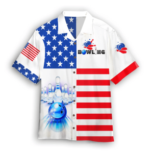 Bowling Team American Flag Hawaiian Shirt…