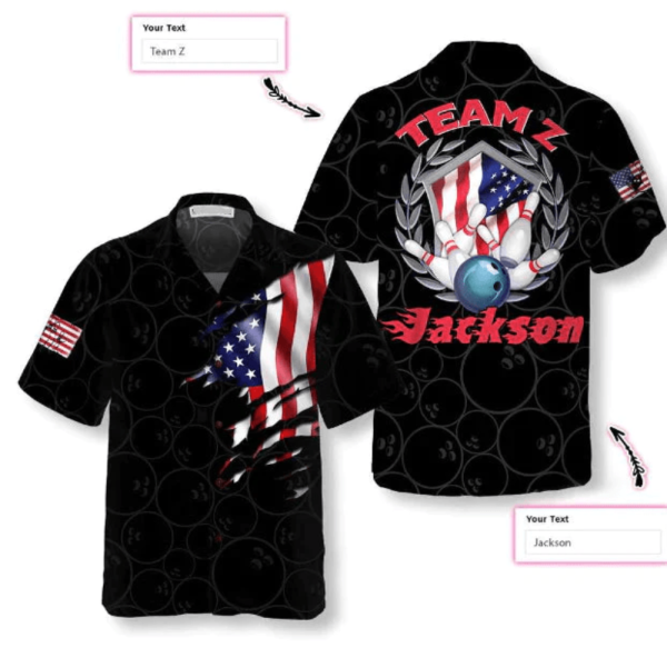 Custom Bowling Team Hawaiian Shirt: American Flag Design for Men & Women