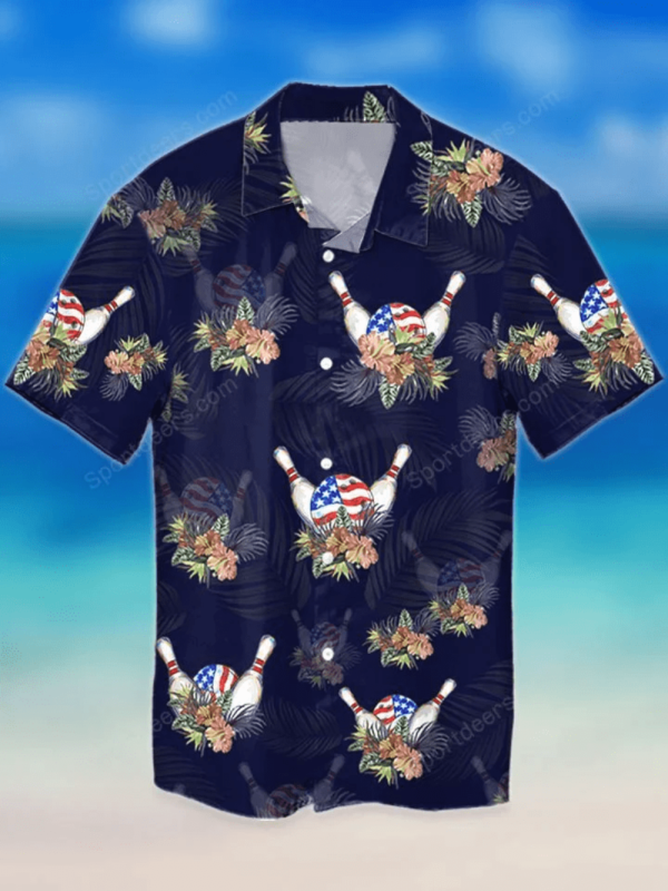 Bowling Tropical Flag Hawaiian Shirt: Men s Summer Aloha Beach Gift