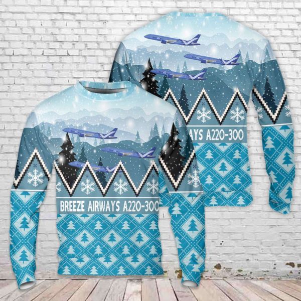 Breeze Airways A220-300 Christmas Sweater 3D Gift For Christmas