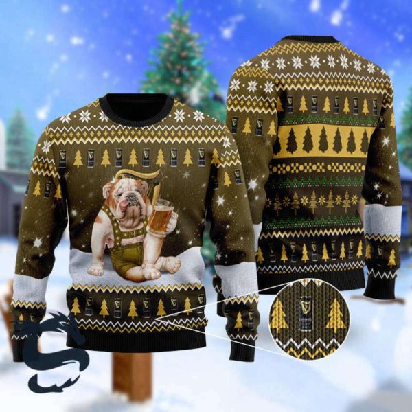 Bulldog Drink Guinness Beer Christmas Sweater