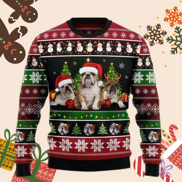 Bulldog Group Ugly Christmas Sweater: Unique Beauty Dog Design