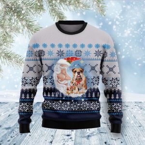 Bulldog Love Santa Moon Ugly Christmas…