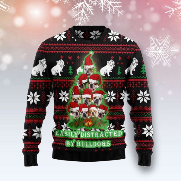 Bulldog Pine Tree Christmas TG5105 Ugly Sweater – Best Gift for Christmas