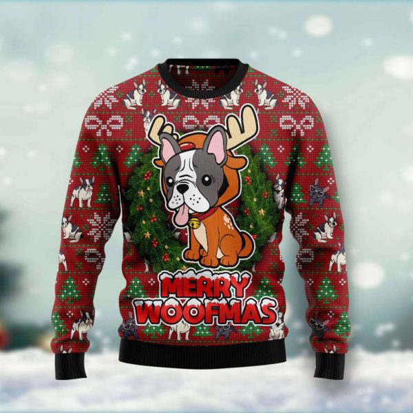 Bulldog Reindeer Ugly Christmas Sweater, Bulldog Reindeer Sweatshirt Christmas Gift