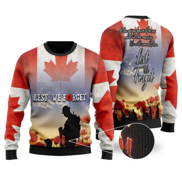 Canadian Christmas Veteran Ugly Sweater Lest We Forget For Christmas Day