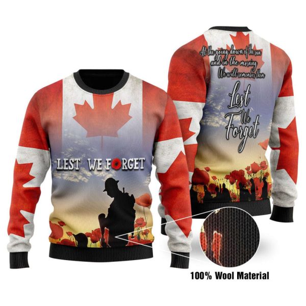 Canadian Christmas Veteran Ugly Sweater Lest We Forget For Christmas Day