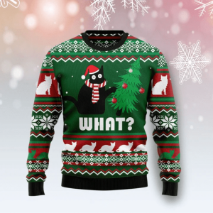 Cat Christmas Sweater Christmas Hat Black…