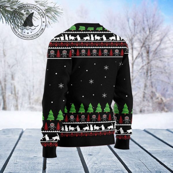 Festive Cat Skull Santa Sweater: Trendy & Ugly Christmas Fashion