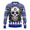 Chicago Cubs Skull Flower Ugly Christmas…