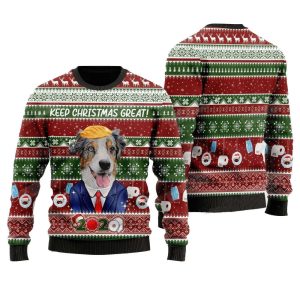 Christmas Dog Ugly Sweater: Australian Shepherd…