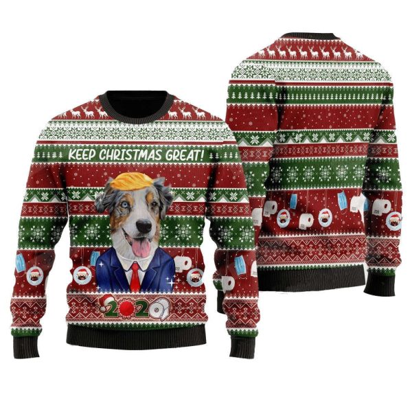 Christmas Dog Ugly Sweater: Australian Shepherd Keeps the Festive Spirit Alive