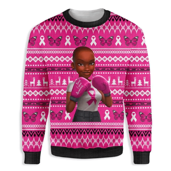 CITYBARKS [UGLY SWEATER] Black Girl Breast Cancer Awareness Ugly Christmas Sweater, – Christmas Gift