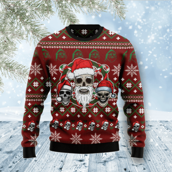 CityBarks Ugly Sweater: Santa Skull Design – Festive & Stylish Holiday Attire