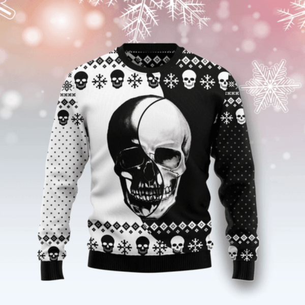 Citybarks Ugly Sweater Skull Yinyang T – Unique and Stylish Apparel for Trendsetters