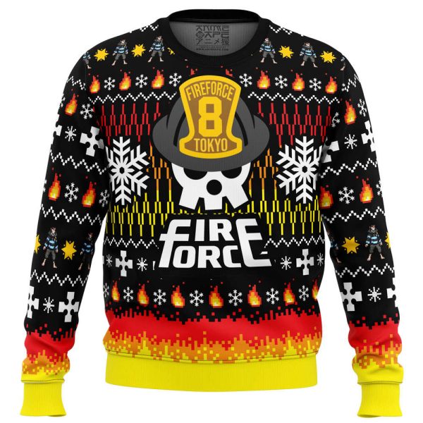 Comfimerch We Didn’t Start the Fire this Christmas Fire Force Ugly Christmas Sweater