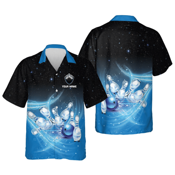 Personalized USA Bowling Hawaiian Shirt: Button-Down Short Sleeve for Men