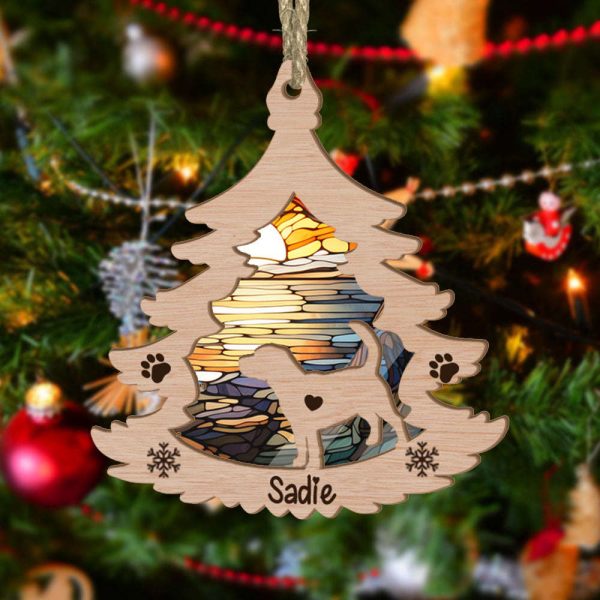 Custom Beagle Pine Tree Suncatcher Ornament Gift for Dog Lover