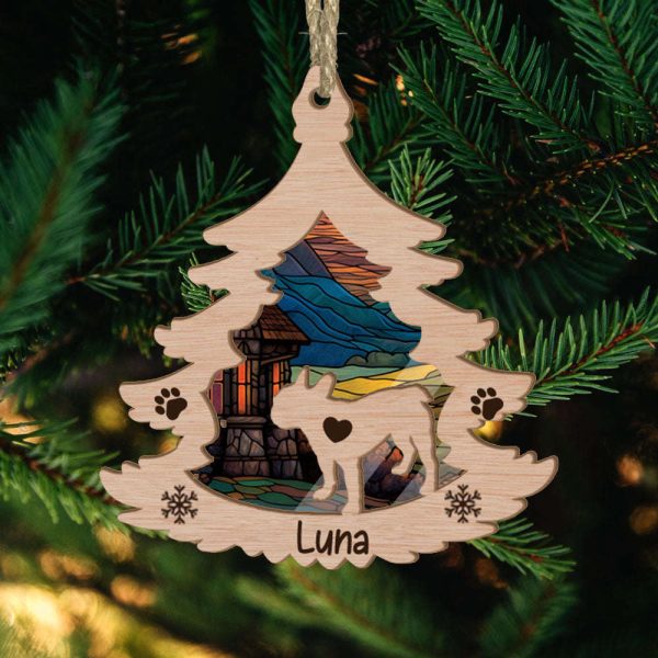 Custom French Bulldog Pine Tree Suncatcher Ornament Personalized Christmas Gift for Dog Lover