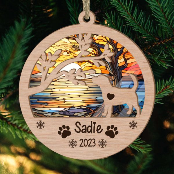 Personalized Beagle Circle Branch Tree Suncatcher Ornament Gift for Dog Lover
