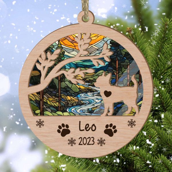 Personalized Chihuahua(Short Hair) Circle Branch Tree Suncatcher Ornament Gift for Dog Lover
