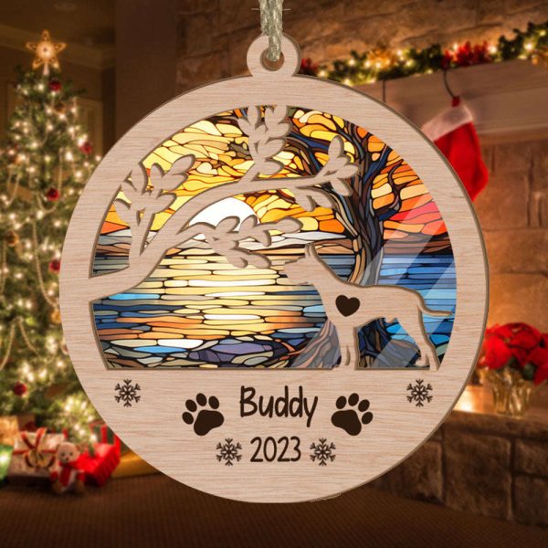 Personalized Great Dane Circle Branch Tree Suncatcher Ornament Personalized Christmas Gift for Dog Lover