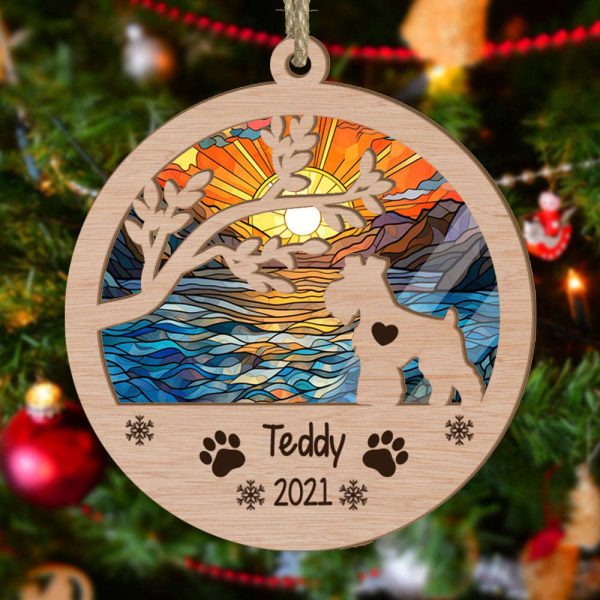 Personalized Mini Schnauzer(Docked Tail) Circle Branch Tree Suncatcher Ornament Gift for Dog Lover
