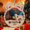 Personalized Orna Bow Australian Shepherd Suncatcher Ornament Personalized Christmas Gift for Dog Lover
