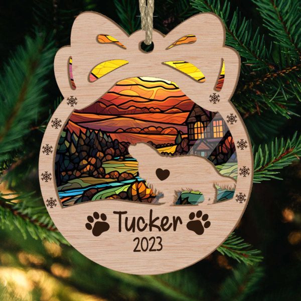 Personalized Orna Bow Cavalier King Charles Suncatcher Ornament Personalized Christmas Gift for Dog Lover