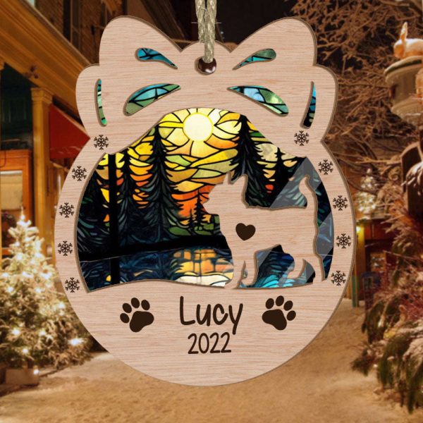 Personalized Orna Bow Chihuahua(Short Hair) Suncatcher Ornament Personalized Christmas Gift for Dog Lover