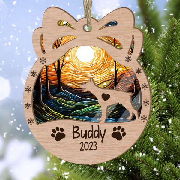 Personalized Orna Bow Doberman Pinscher Suncatcher Ornament Personalized Christmas Gift for Dog Lover