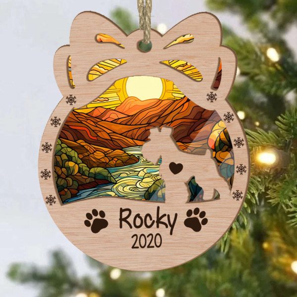 Personalized Orna Bow Mini Schnauzer(Docked Tail) Suncatcher Ornament Personalized Christmas Gift for Dog Lover