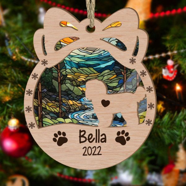 Personalized Orna Bow Shih Tzu Suncatcher Ornament Personalized Christmas Gift for Dog Lover