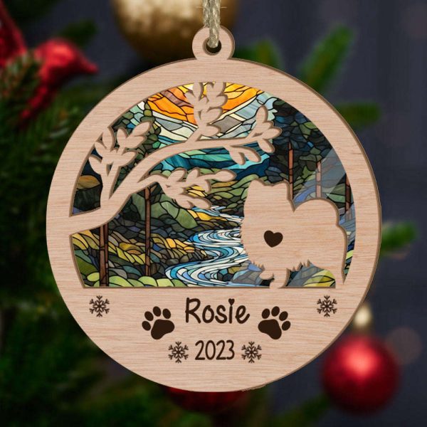 Personalized Pomeranian Circle Branch Tree Suncatcher Ornament Gift for Dog Lover