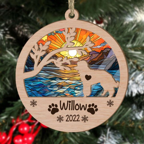 Personalized Poodle Circle Branch Tree Suncatcher Ornament Gift for Dog Lover
