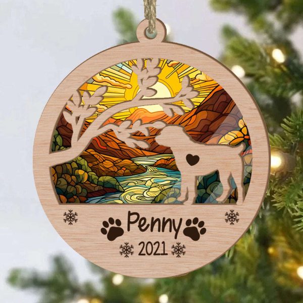 Personalized Rottweiler Circle Branch Tree Suncatcher Ornament Gift for Dog Lover